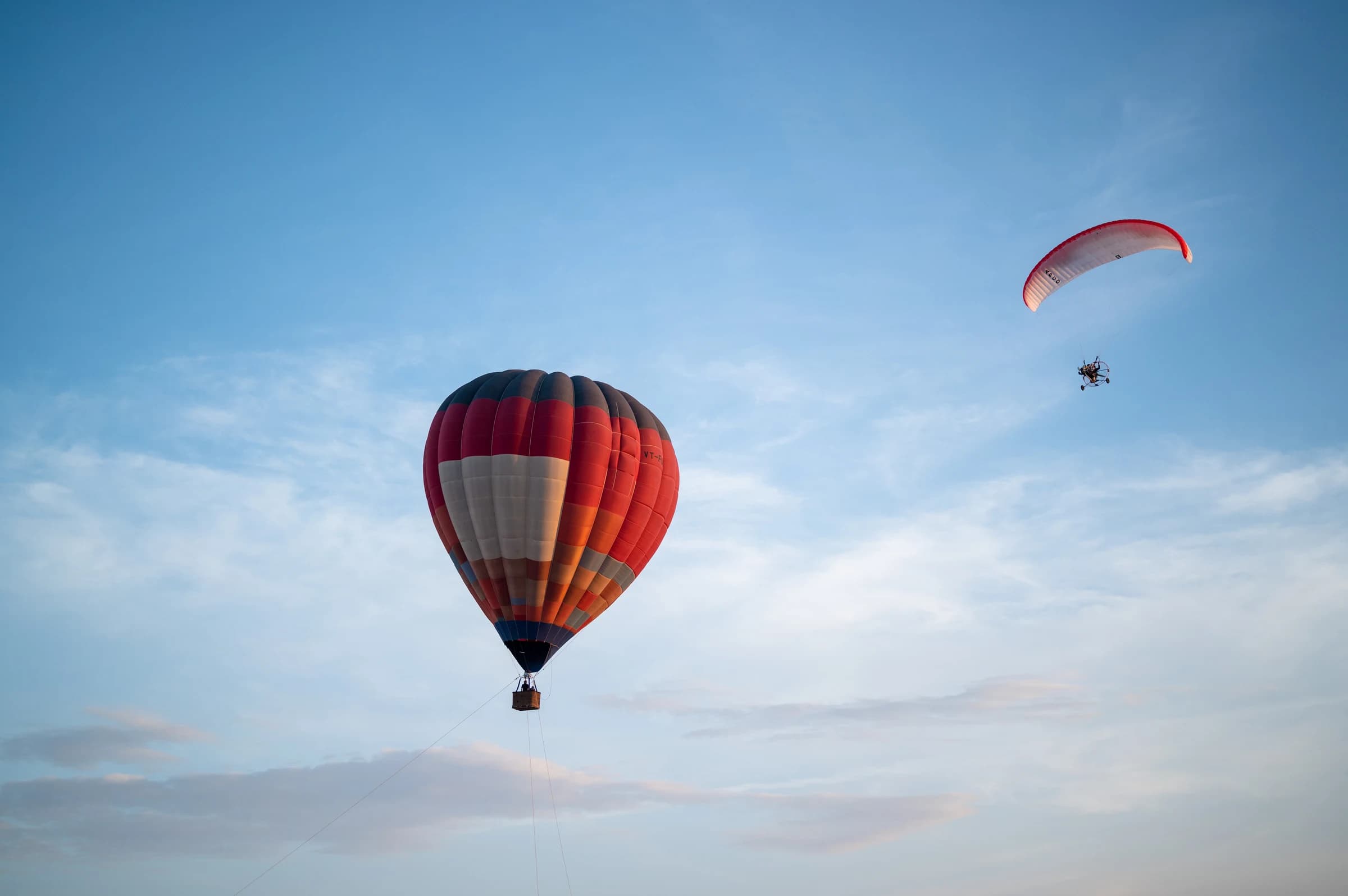 Hot air balloon and paramotor over the White Rann of Kutch